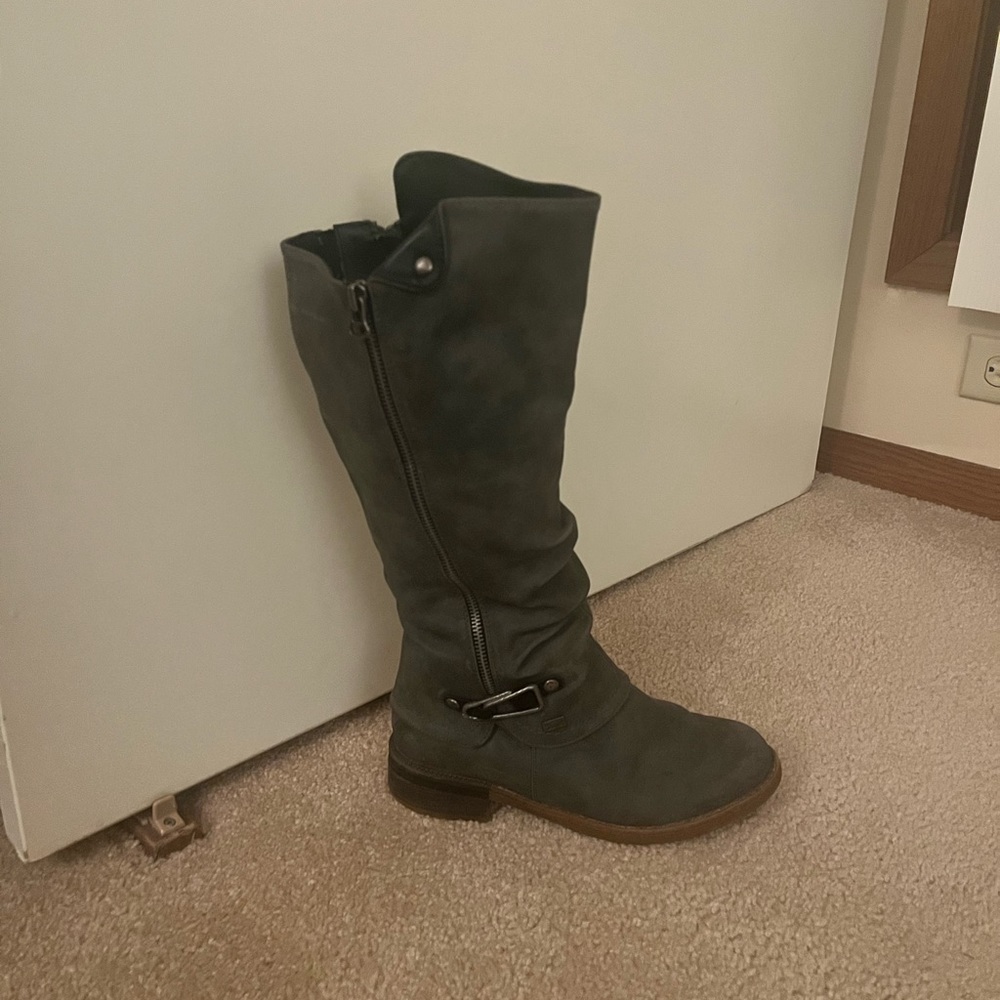 Grey knee high Reiker boots